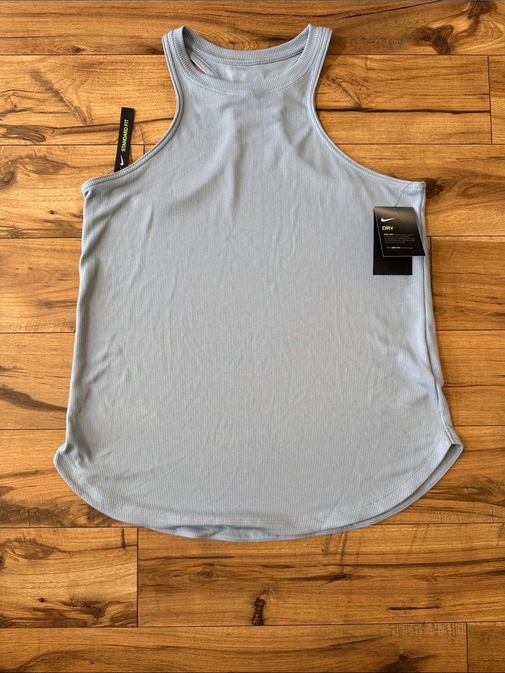Nike Women's Dri-Fit Light Blue Ribbed High-Neck Tank